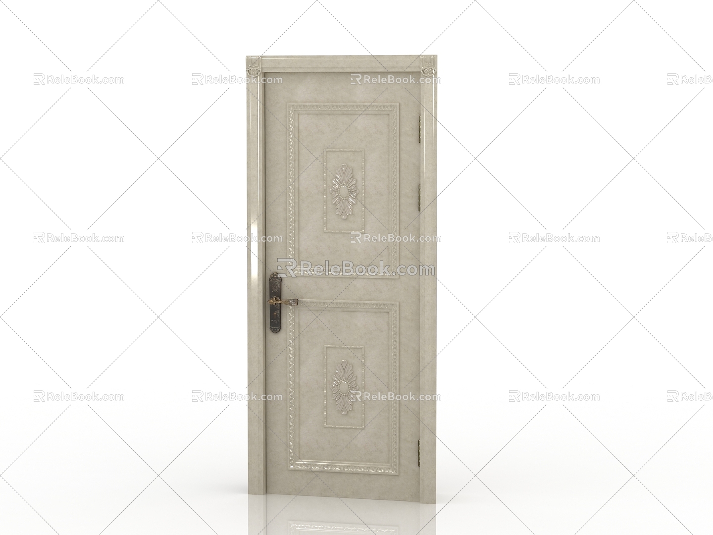 European-style interior door solid wood door 3d model