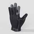 Black Work Gloves With Grey Accents And Wrist Strap Design