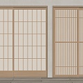 Japanese-style sliding door grille sliding door sliding door seal door 3d model