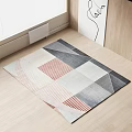 Modern Square Rug With Geometric Pattern Gray White Pink Stripes Indoor Floor 3d model
