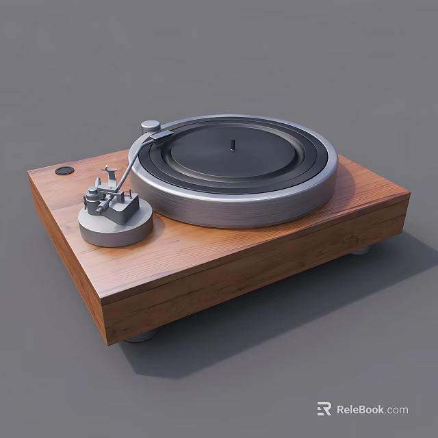 Modern Vinyl Record Player with Wooden Base and Turntable for Daily Use 3d model 