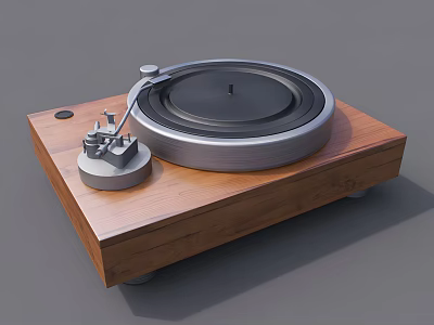 Modern Vinyl Record Player with Wooden Base and Turntable for Daily Use 3d model