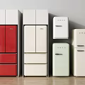 Modern Refrigerators and Freezers Display With Various Colors And Different Styles 3d model