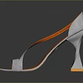 Women's Silver High Heels with Orange Inner Lining and Geometric Metallic Heel Fashionable Design