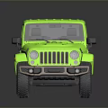 Green Two Door Off Road Vehicle With Roof All Terrain Tires And Reflective Surface