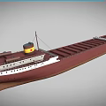 Large Red Hull Cargo Ship With White Superstructure And Navigation Bridge 3d model