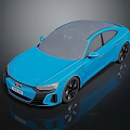 Audi Blue Electric Sports Car With Streamlined Design Black Wheels And Front Logo