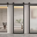 Modern Glass Barn Doors With Black Sliding Track For Interior Design