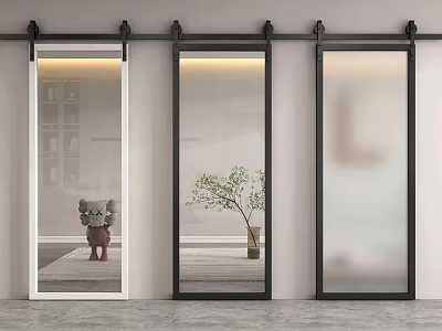 Modern Barn Door Glass Barn Door Hanging Rail Door 3d model