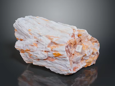 Raw Natural Stone with White Orange Layered Texture and Mineral Specimen Features 3d model