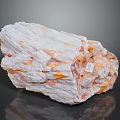 Raw Natural Stone with White Orange Layered Texture and Mineral Specimen Features 3d model