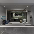 Modern Bathroom Showroom Interior Design With Sanitary Ware Toilets And Shower Heads