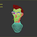 3D Male Character Model With Stylish Hair Glasses Turtleneck Smoking Cigarette In Gray Background