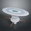 Futuristic Space Station Design Featuring Orbital Habitat Module Green Ecosystem Core And Stabilizing Thruster Legs