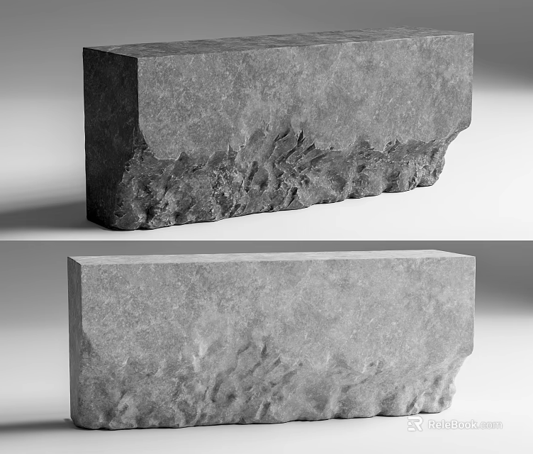 Modern Stone Reception Desk With Natural Textured Surface And Minimalist Style 3d model 
