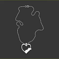 Shiny Silver Heart Shaped Pendant Necklace With Smooth Surface And Dark Background