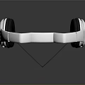 White Wired Computer Headset With Black Earpads Hanging On Gray Background 3d model