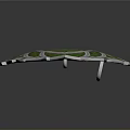 Decorative Leaf Shaped Weapon Featuring Green Intricate Design And Metallic Edges 3d model