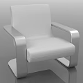 Stylish Modern Single Chair With White Cushion And Metal Armrest Frame