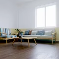 Bright Dining Room Interior With Long Tables Green Chairs Orange Pillars Wooden Flooring And Posters