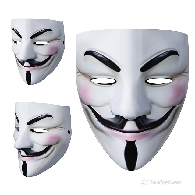 Stylish Decorative Ornament Set Featuring Three Vendetta Masks For Home 3d model 