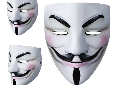 Stylish Decorative Ornament Set Featuring Three Vendetta Masks For Home 3d model