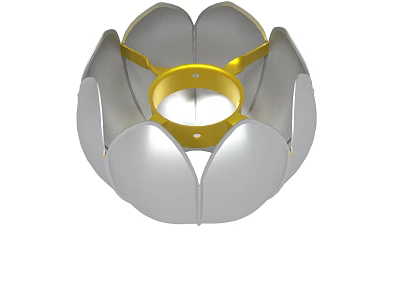 Lotus Shaped Decorative Accessory With Silver Petals And Gold Center Ring 3d model
