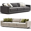 Modern Style Sofas With Gray Beige Upholstery And Green Geometric Pillows 3d model