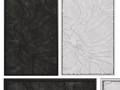Textured Black And White Abstract Paintings With Dynamic Lines And Patterns 3d model