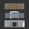 Various Modern Door Designs Featuring Revolving Glass Doors And Golden White Frames