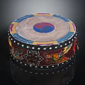 Traditional Musical Instrument Colorful Round Drum With Yin Yang Symbol Dragon Patterns And Nail Decorations