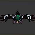 3D Fantasy Character Creature With Green Head Yellow Eyes Blue White Body And Purple Claws