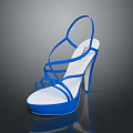 Fashionable Women's Blue Strappy Sandals With Crisscross Design And White Sole Stiletto Heel