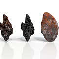 Three Wooden Stone Pieces With Varied Textures And Colors Showing Natural Surface Patterns