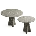 Modern Round Coffee Tables with Terrazzo Surface Two Sizes Unique Base Design for Living Room