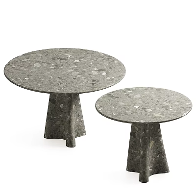 Modern Round Coffee Tables with Terrazzo Surface Two Sizes Unique Base Design for Living Room 3d model