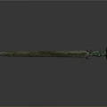 Ancient Bronze Sword With Long Blade Rusty Surface And Decorative Hilt Rings
