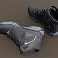 Black Outdoor Hiking Boots With Treaded Non Slip Sole And Lace Up Design