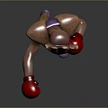 Game Movie Character In Purple Dress With Red Boxing Gloves And Spiky Head Fighting Pose
