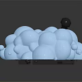 Cartoon Cloud Shaped Room Scene With Decorative Plants Furniture And Drop Ornaments