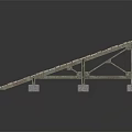 Sturdy Wooden Ramp Bridge Structure With Metal Support Frame And Concrete Bases