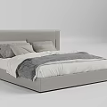 Elegant Modern Double Bed With Gray Headboard Soft Bedding And Pillows 3d model