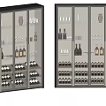 Modern Glass Door Wine Cabinet With Multiple Shelves For Wine Bottles And Glasses