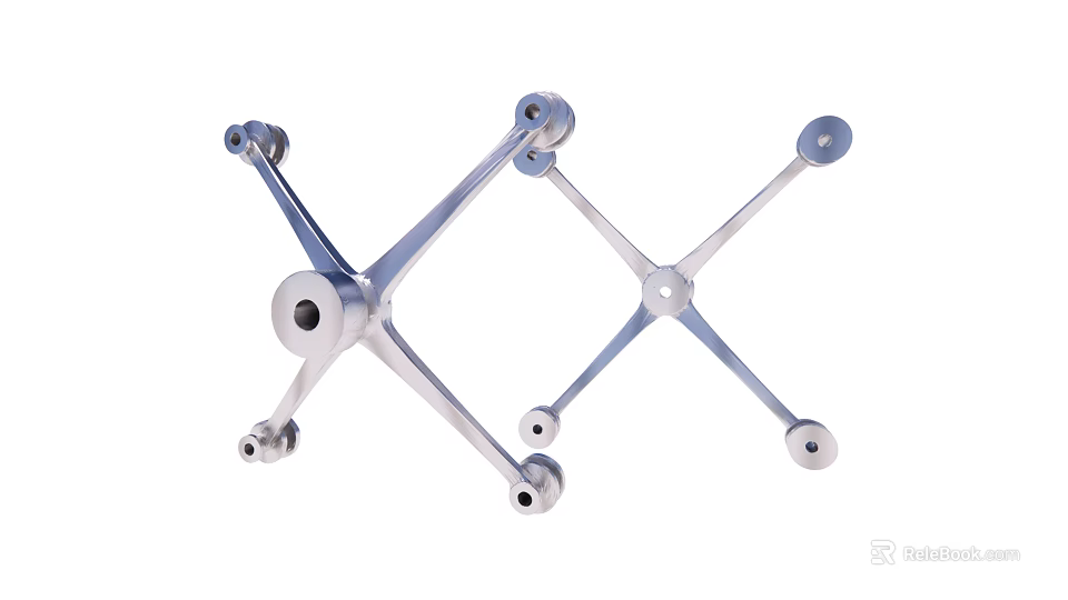 Stainless Steel Glass Curtain Wall Spider Fittings With Four Arm Structure 3d model 
