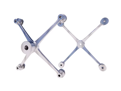 Stainless Steel Glass Curtain Wall Spider Fittings With Four Arm Structure 3d model
