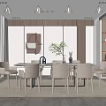 Modern dining table and chair combination 3d model