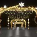 Kerry Parkside Illuminated Event Passageway With Golden Arch And Star Decorations