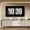 Modern TV Stand With TV Decorative Items Plant And Table Lamp In Living Room
