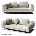 Modern Light Colored Two Seater Sofa With Dark Armrests And Cushions