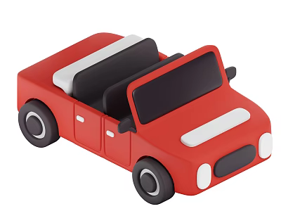 Red Convertible Toy Car With Black Seats White Stripes And Simple Design 3d model